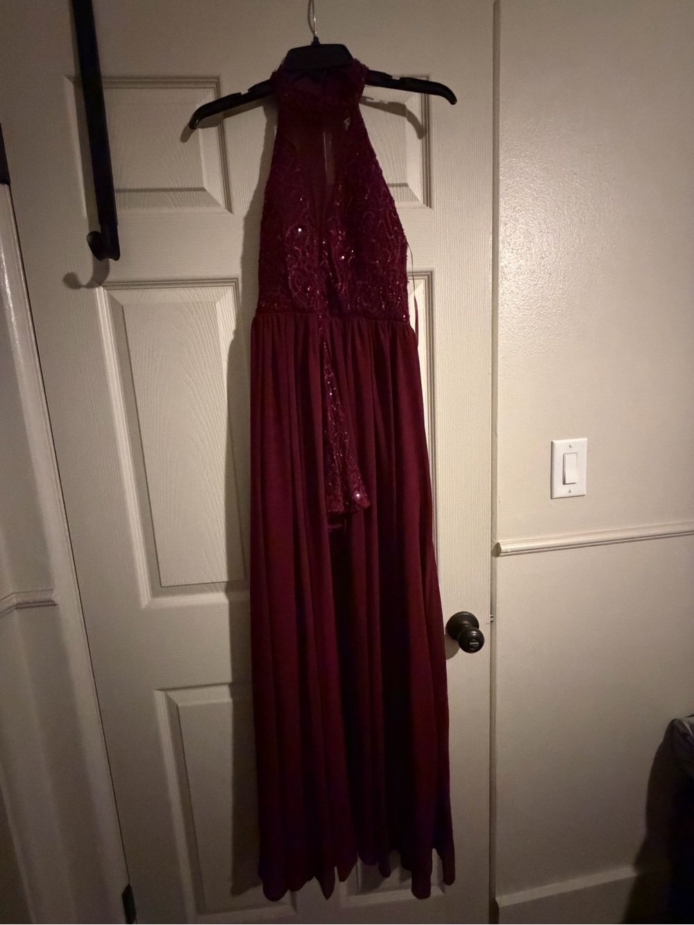 Burgundy Halter Sequin Romper